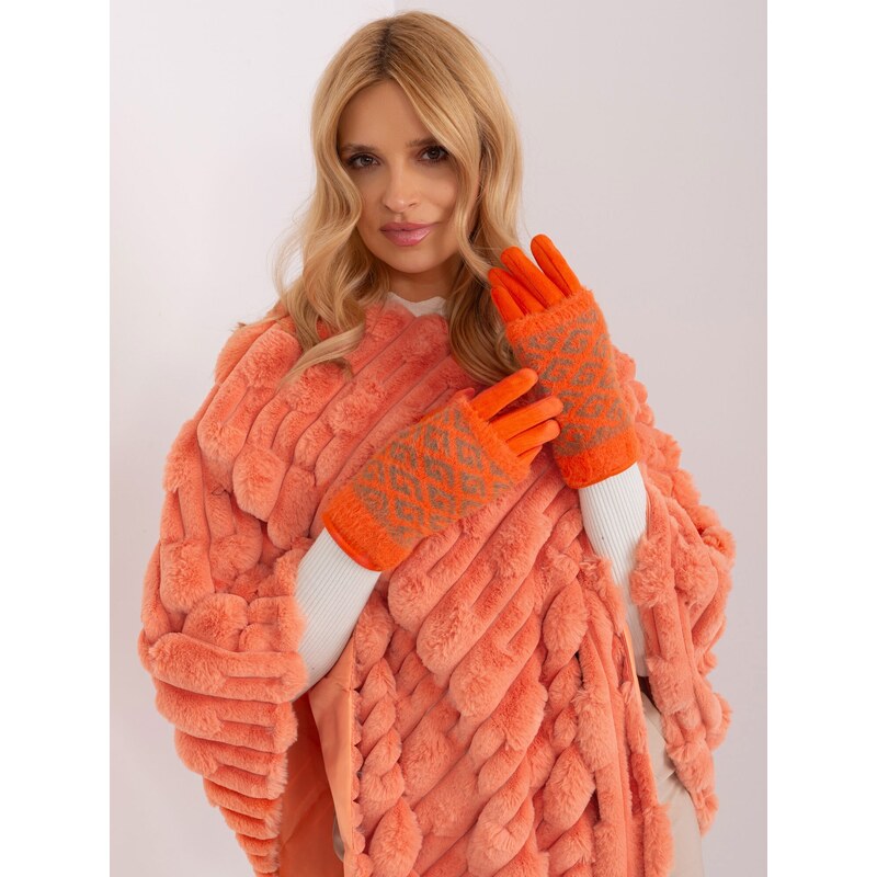 Fashionhunters Oranžové teplé dámské rukavice