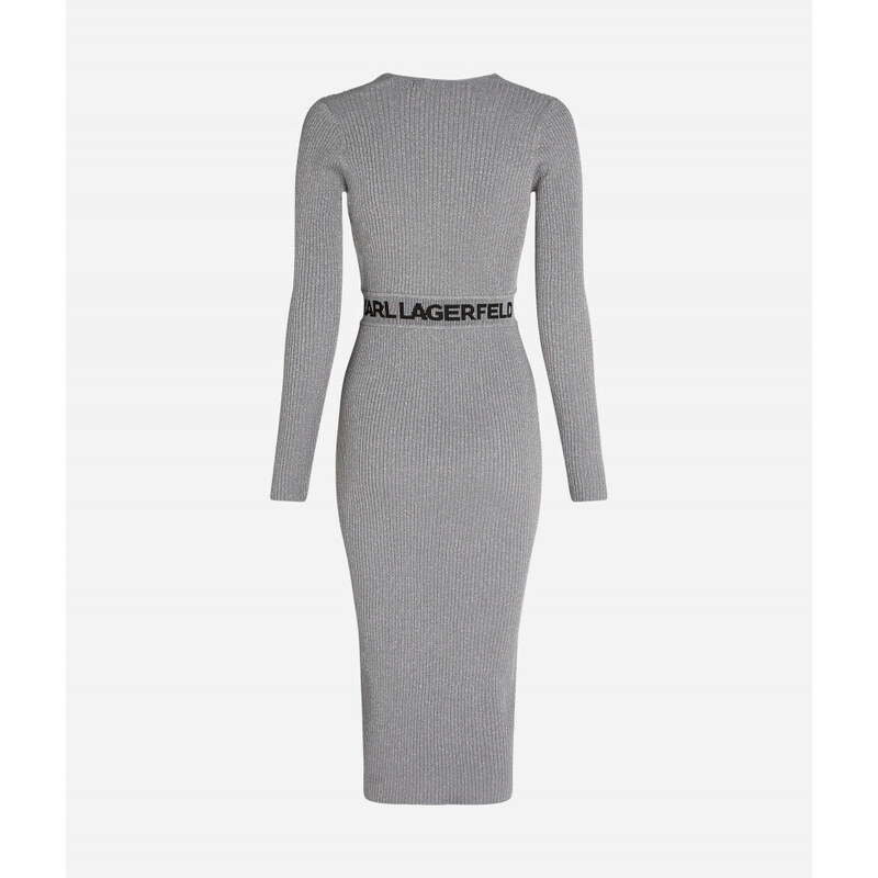 ŠATY KARL LAGERFELD LSLV LUREX LOGO KNIT DRESS