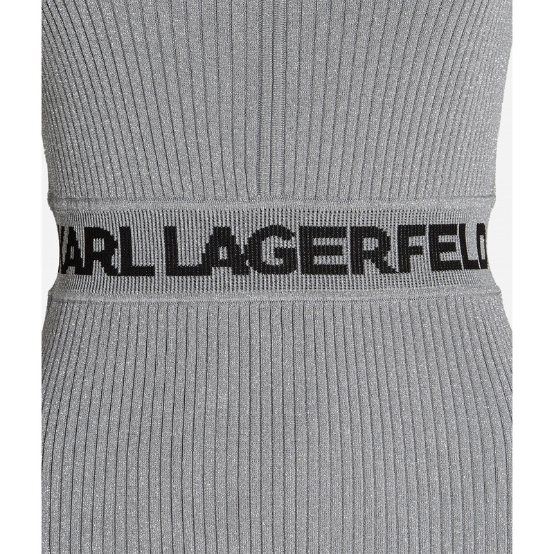 ŠATY KARL LAGERFELD LSLV LUREX LOGO KNIT DRESS