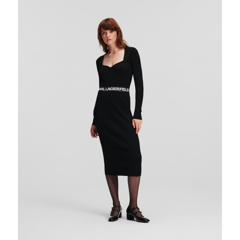 ŠATY KARL LAGERFELD LSLV LOGO KNIT DRESS