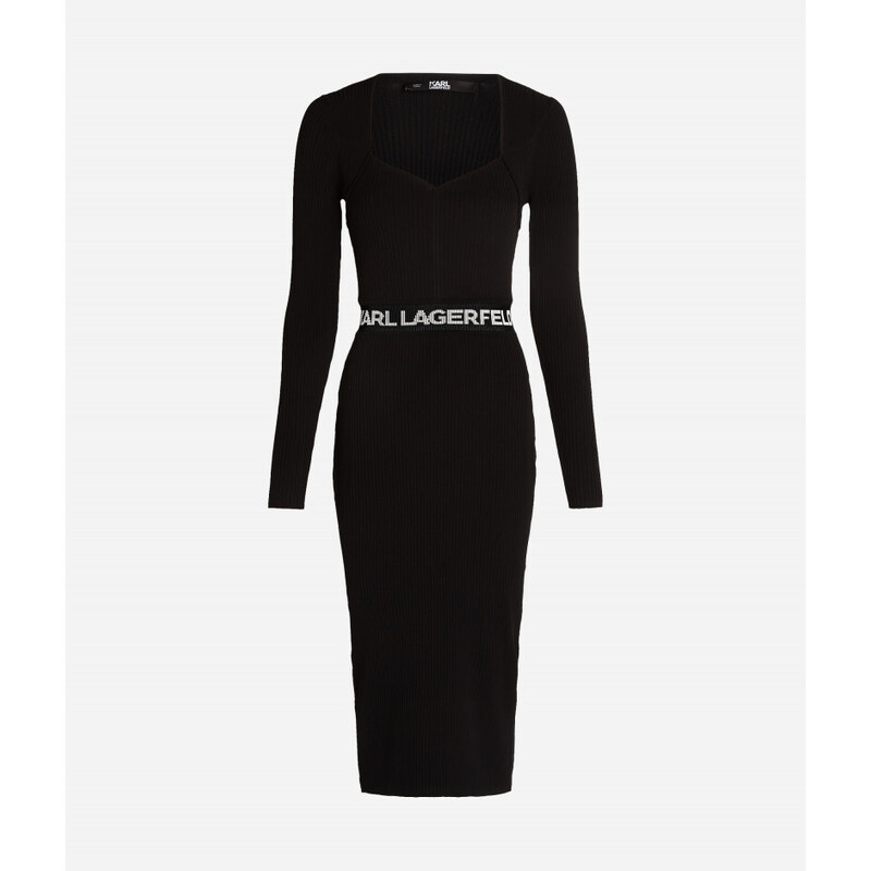 ŠATY KARL LAGERFELD LSLV LOGO KNIT DRESS