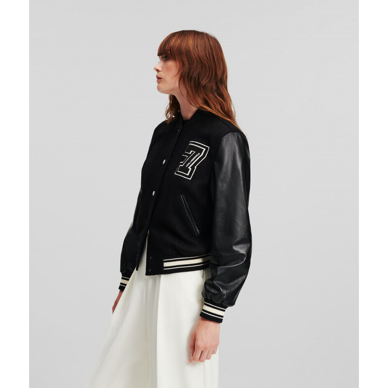 BUNDA KARL LAGERFELD WOOL & LEATHER VARSITY BOMBER