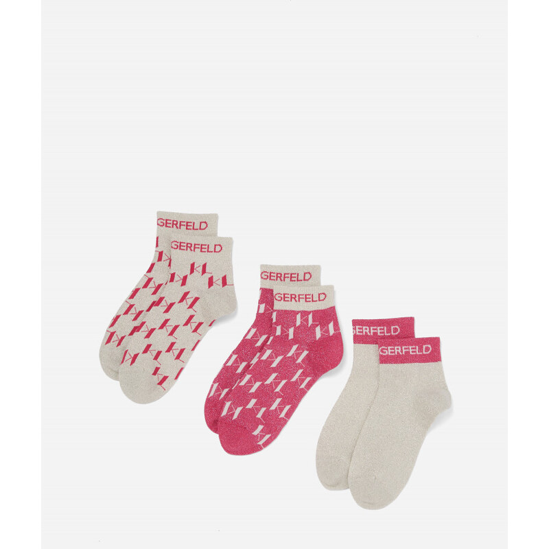 PONOŽKY 3-PACK KARL LAGERFELD K/MONOGRAM SHORT SOCKS 3P