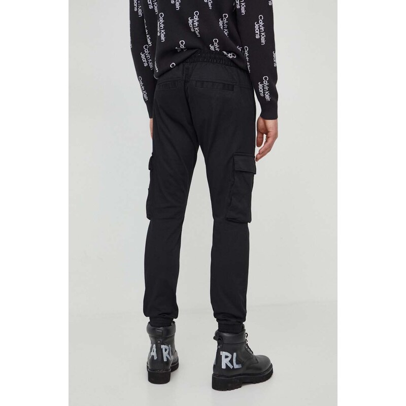 Kalhoty Calvin Klein Jeans pánské, černá barva, ve střihu cargo
