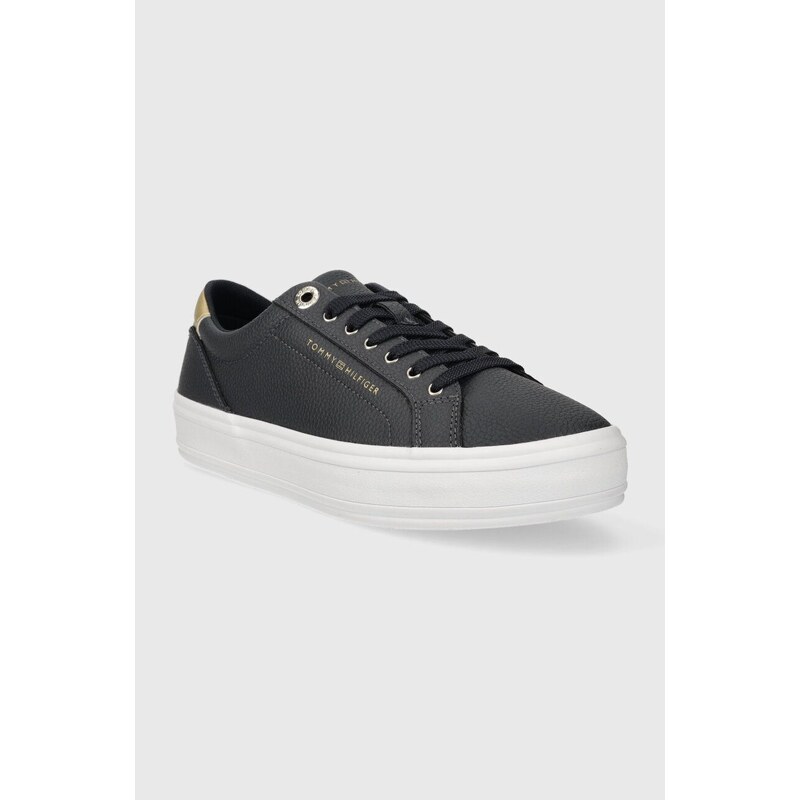 Sneakers boty Tommy Hilfiger ESSENTIAL VULC LEATHER SNEAKER tmavomodrá barva, FW0FW07778