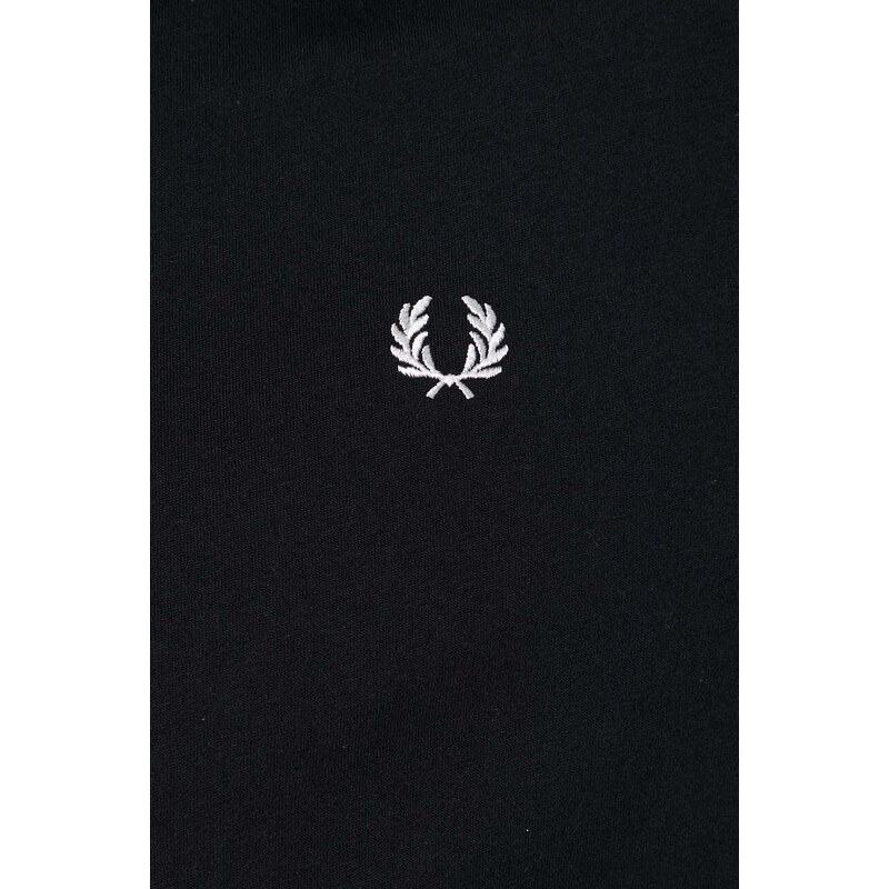 Bavlněné tričko s dlouhým rukávem Fred Perry černá barva, s aplikací, M9602.102