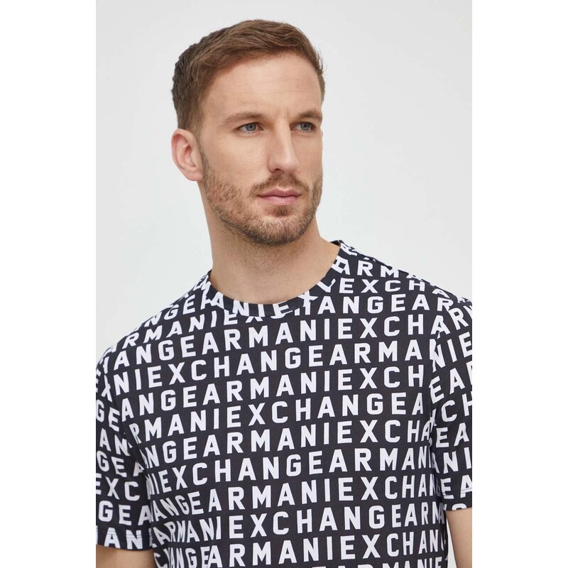 Bavlněné tričko Armani Exchange černá barva, 3DZTJW ZJH4Z