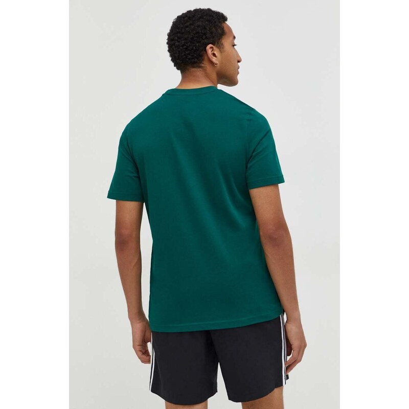 Bavlněné tričko adidas zelená barva, s potiskem, IN6262