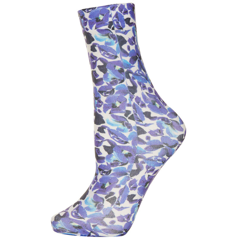 Topshop Blue Floral Print Pop Socks