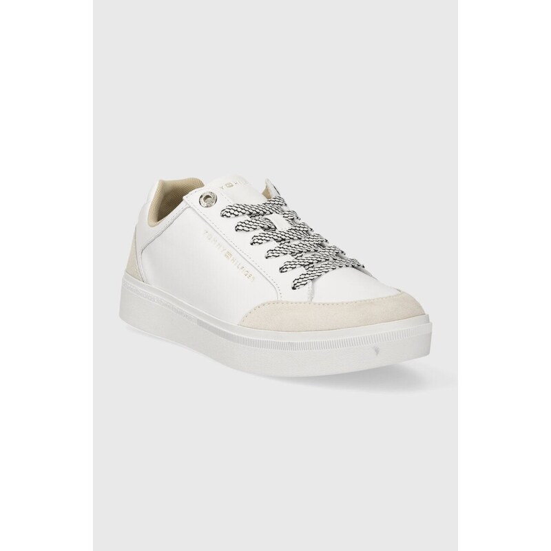 Kožené sneakers boty Tommy Hilfiger SEASONAL COURT SNEAKER bílá barva, FW0FW07683