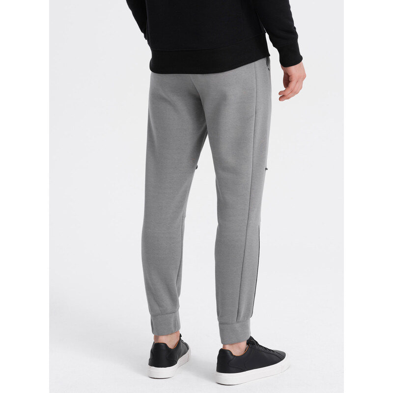 Ombre Men's sweatpants with contrast stitching - gray