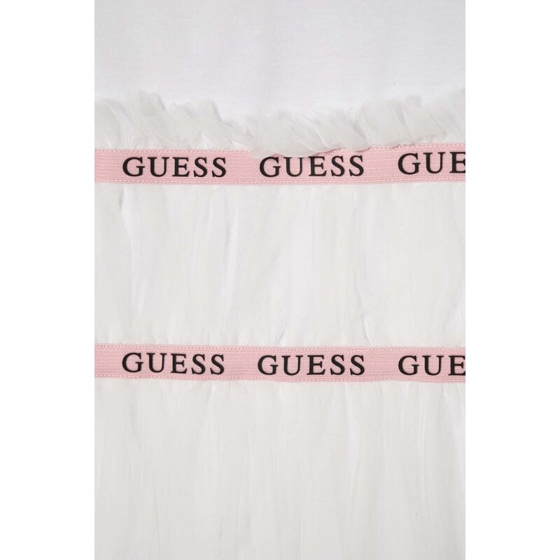 Dívčí šaty Guess bílá barva, mini