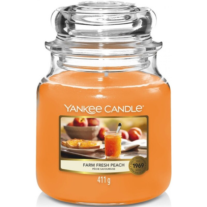 Yankee Candle vonná svíčka Classic ve skle střední Farm Fresh Peach
