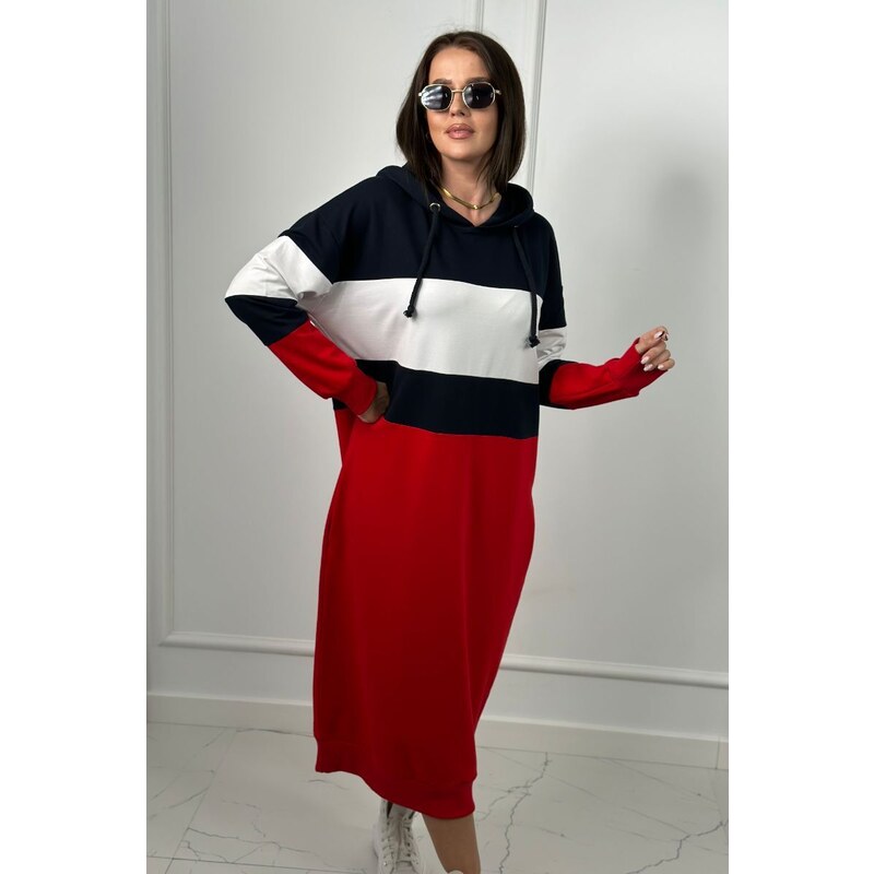Fashionweek Maxi dlouhé teplákové šaty s kapuci K9574