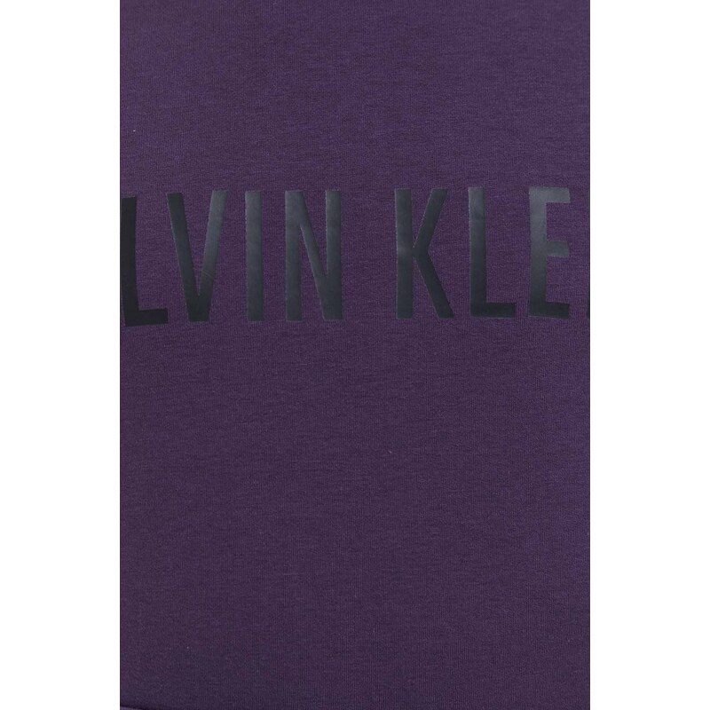 Mikina Calvin Klein Underwear fialová barva, s kapucí, s potiskem