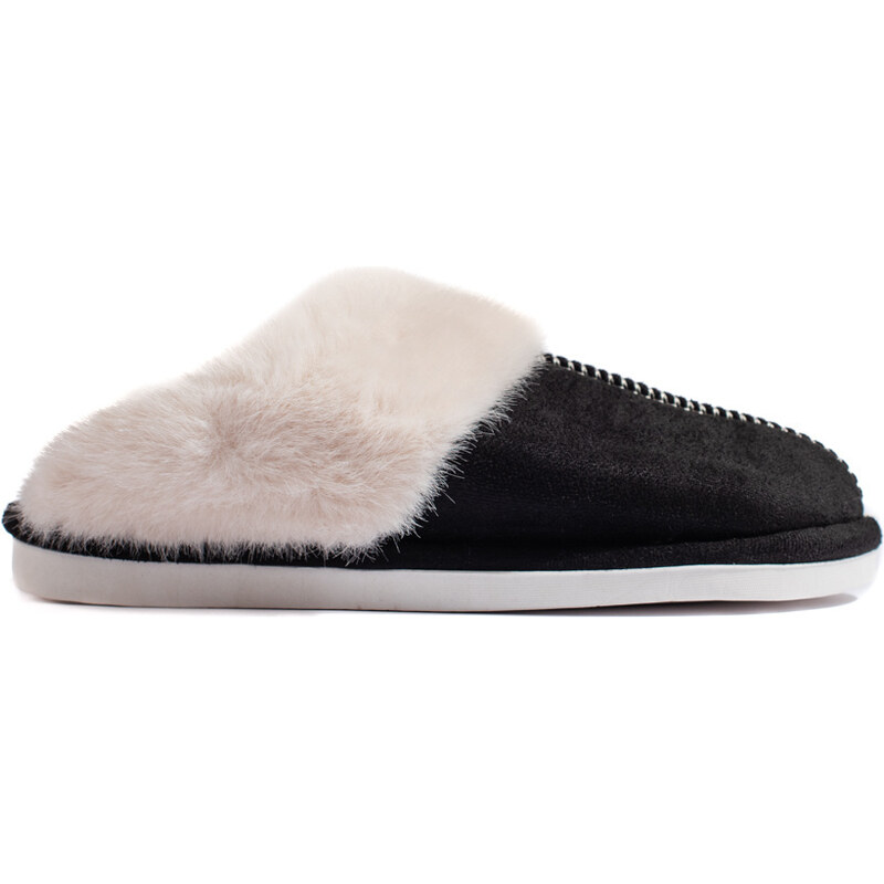 Women's fur slippers black Shelvt