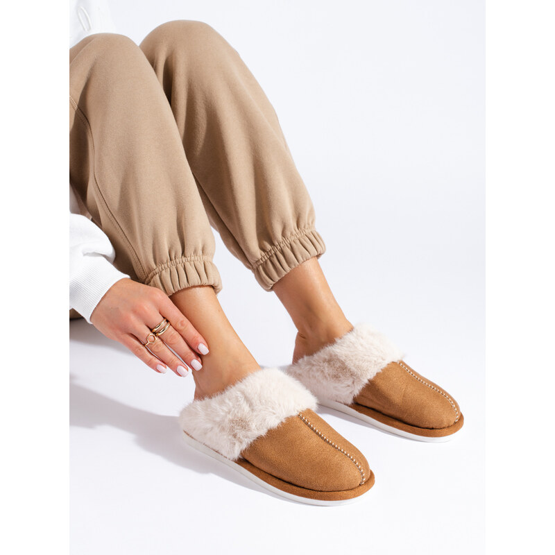 Women's fur slippers camel Shelvt