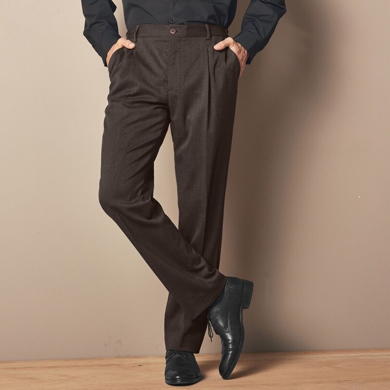 Blancheporte Kalhoty s pružným pasem, polyester/vlna oříšková 52