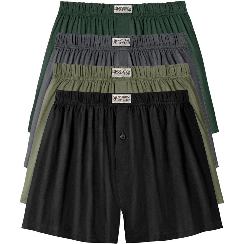 Blancheporte Sada 4 jednobarevných trenýrek khaki+šedá+černá