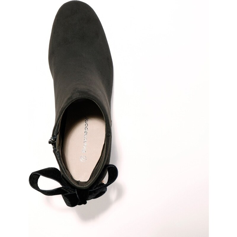 Blancheporte Kotníkové boty na podpatku, se sametovou mašlí černá 36