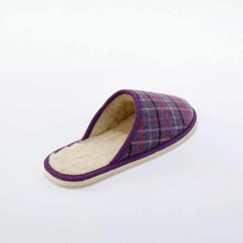 Blancheporte Kostkované pantofle s tichým došlapem fialová 38