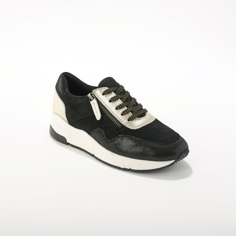 Blancheporte Sneakers s tkaničkami a zipem, kůže černá