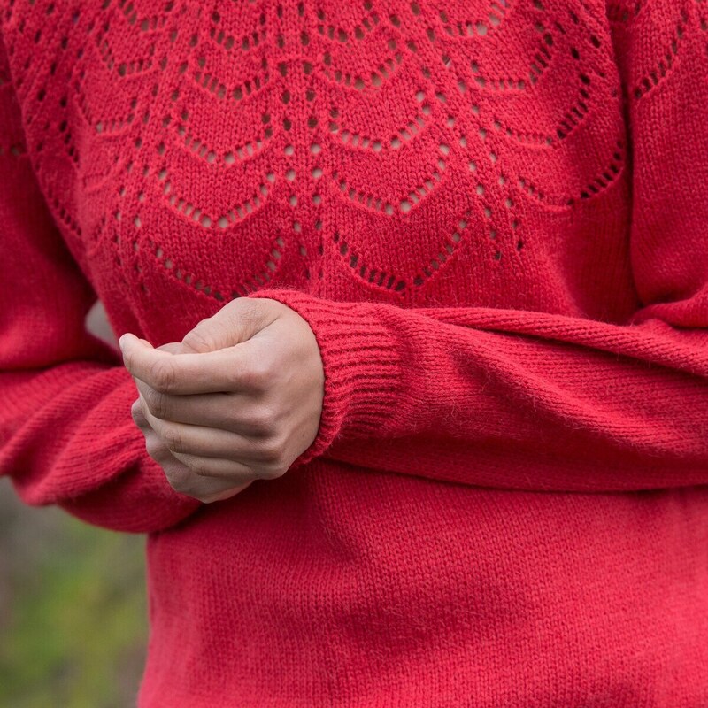 Blancheporte Ažurový pulovr červená 50