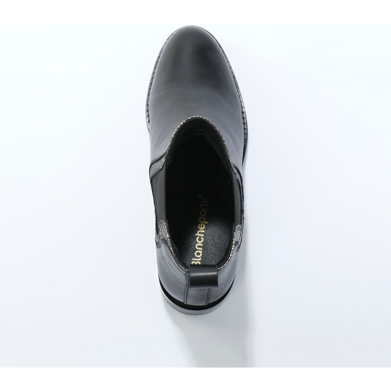 Blancheporte Kožené boty chelsea se stříbrnou lemovkou černá 36