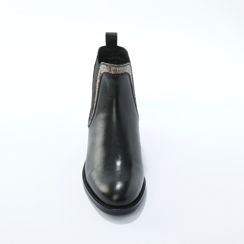 Blancheporte Kožené boty chelsea se stříbrnou lemovkou černá 36