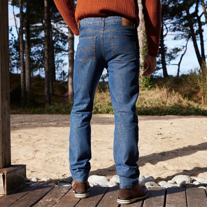 Blancheporte Rovné džíny s flanelovou podšívkou modrá 40