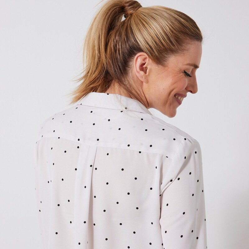 Blancheporte Košilová halenka s potiskem puntíků, recyklovaný polyester (**) režná 40
