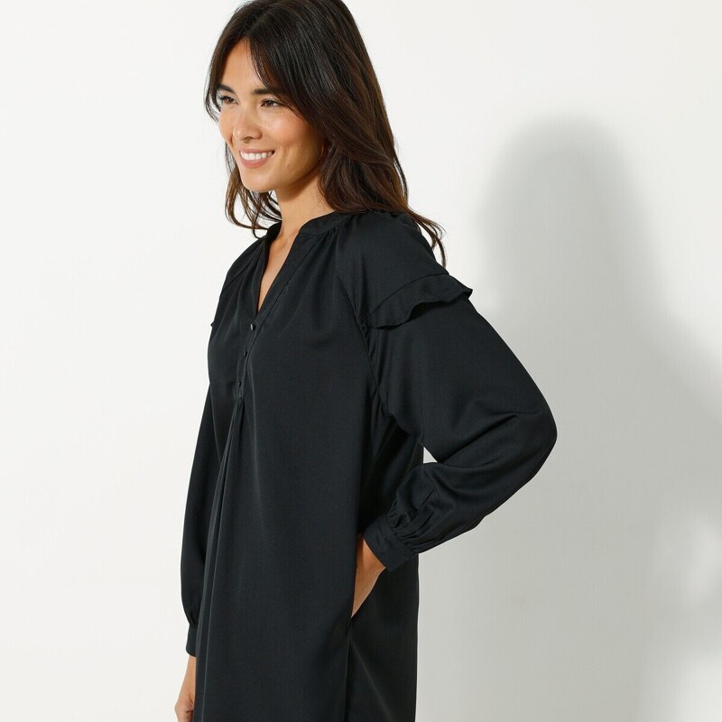 Blancheporte Jednobarevné rovné šaty z recyklovaného polyesteru (1) černá 46