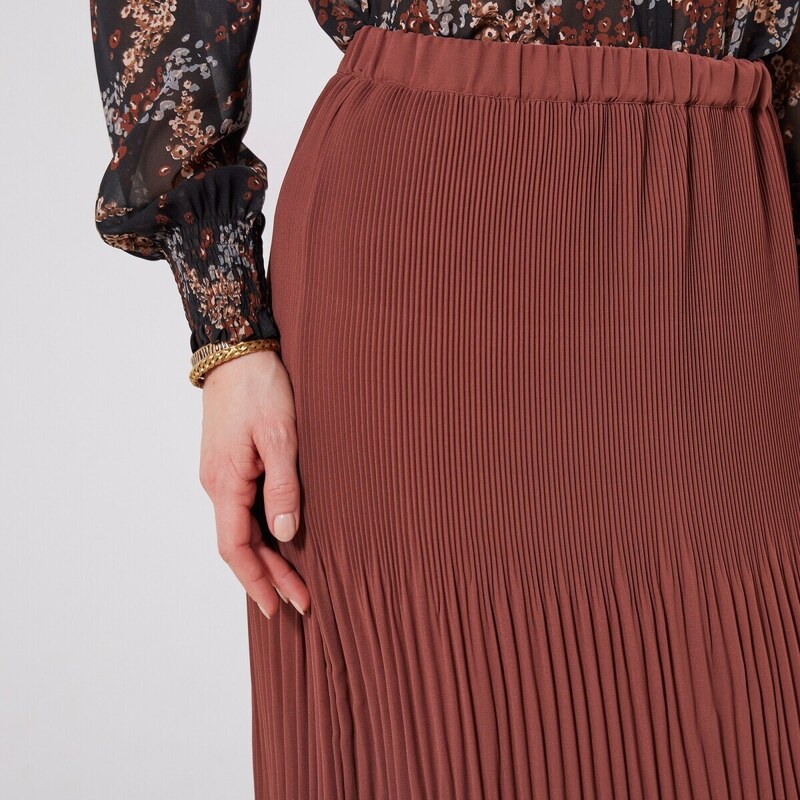 Blancheporte Jednobarevná plisovaná sukně z recyklovaného polyesteru (1), pro vysokou postavu karamelová 36
