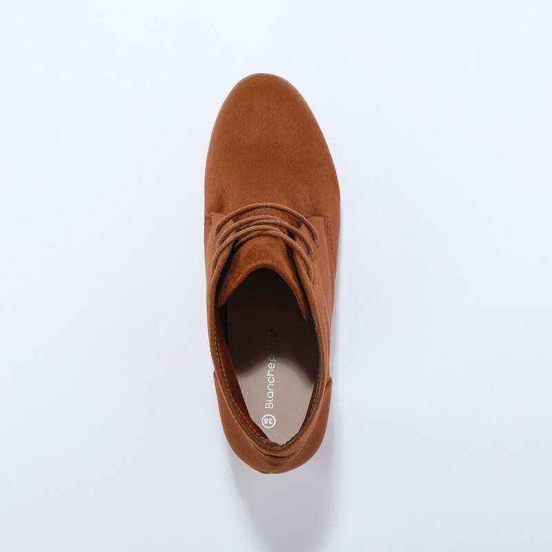 Blancheporte Kotníkové boty na podpatku v dřevěném vzhledu čokoládová 41