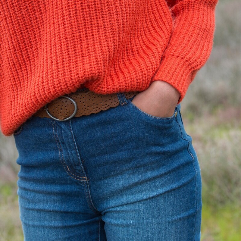 Blancheporte Volný pulovr s výstřihem do "V" mohérový na dotek oranžová 42/44