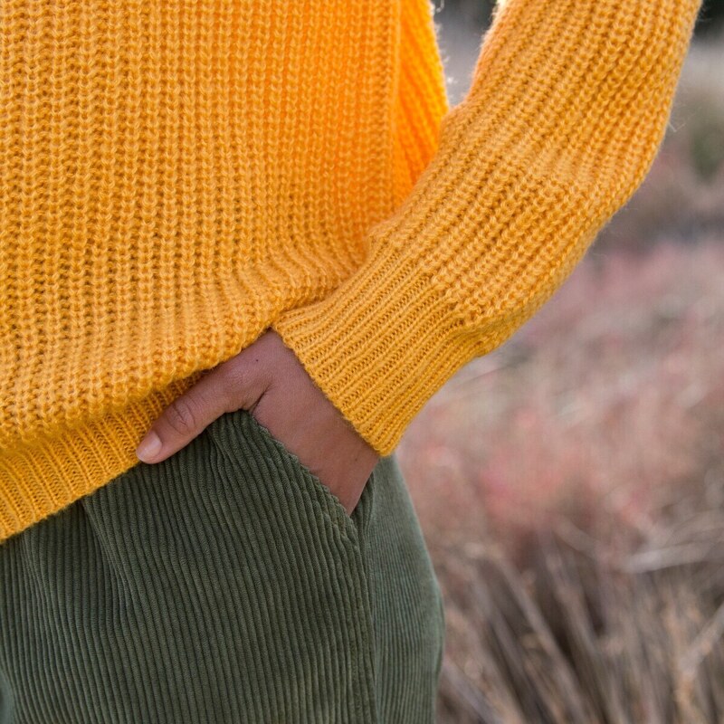Blancheporte Volný pulovr s výstřihem do "V" mohérový na dotek mangová 52