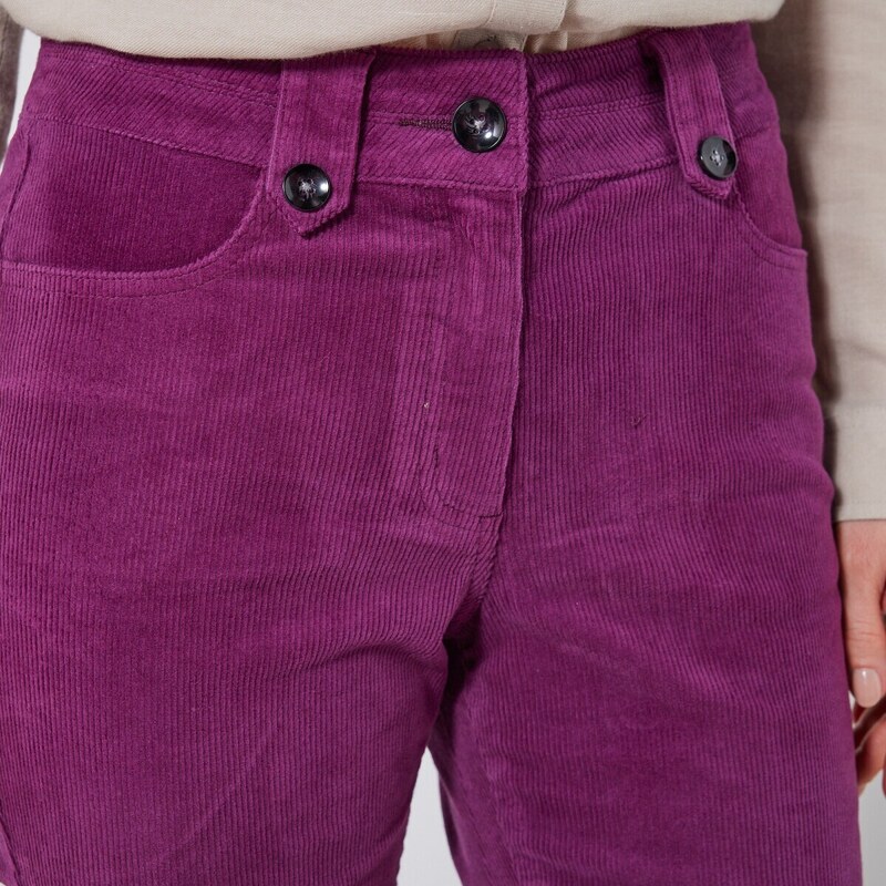 Blancheporte Rovné manšestrové kalhoty švestková 46