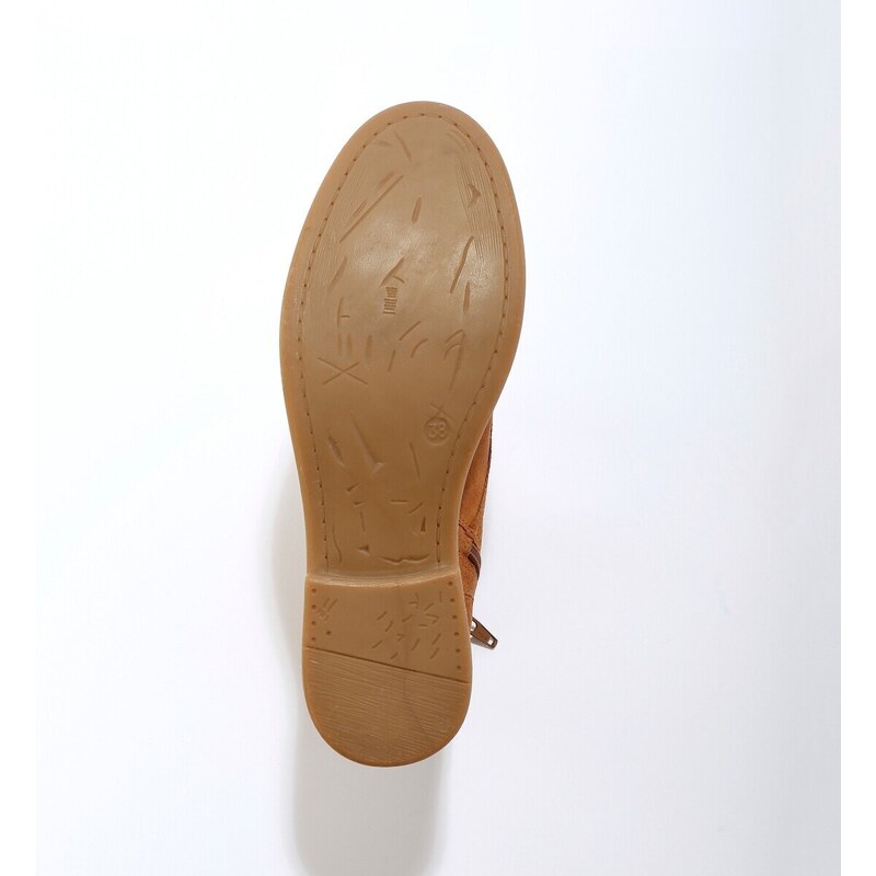 Blancheporte Elegantní kotníkové boty z kožené usně karamelová 36