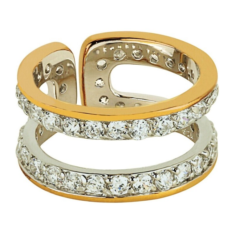 Blancheporte Nastavitelný dvojitý prsten s křišťály zlatá