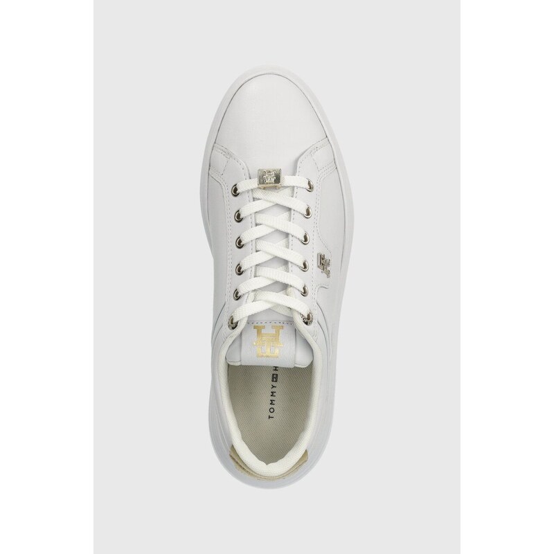 Kožené sneakers boty Tommy Hilfiger POINTY COURT SNEAKER HARDWARE bílá barva, FW0FW07780