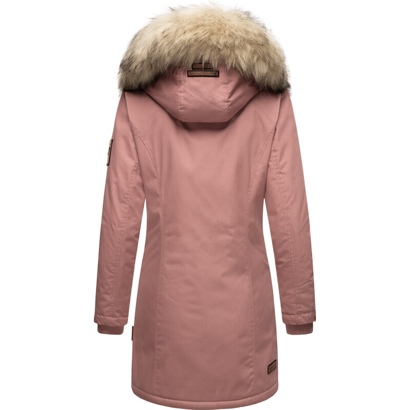 Dámská zimní bunda s kapucí a kožíškem Cristal Navahoo - DARK ROSE