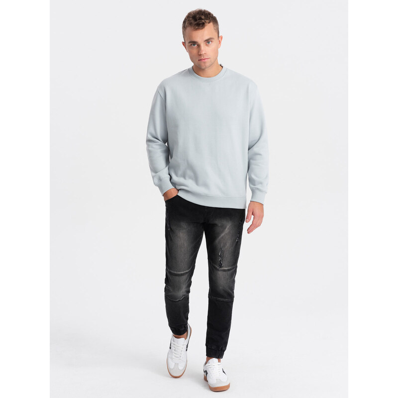 Ombre Clothing Pánské mramorované kalhoty JOGGER s odřením - černé V2 OM-PADJ-0153