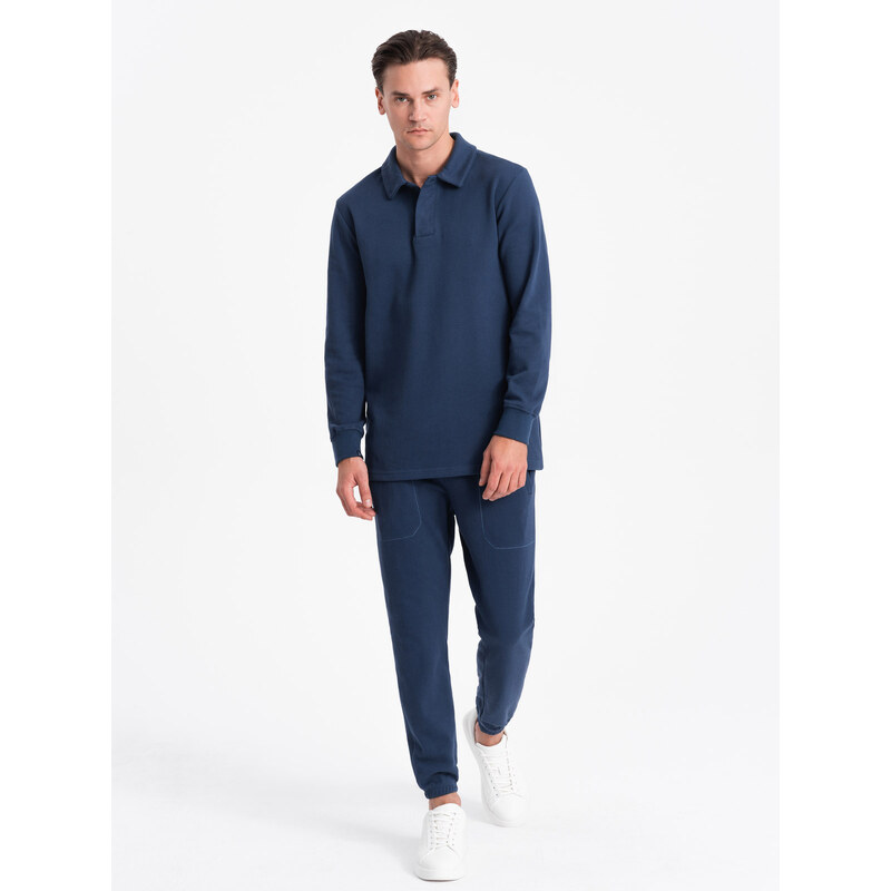 Ombre Men's tracksuit set sweatshirt with polo collar + pants