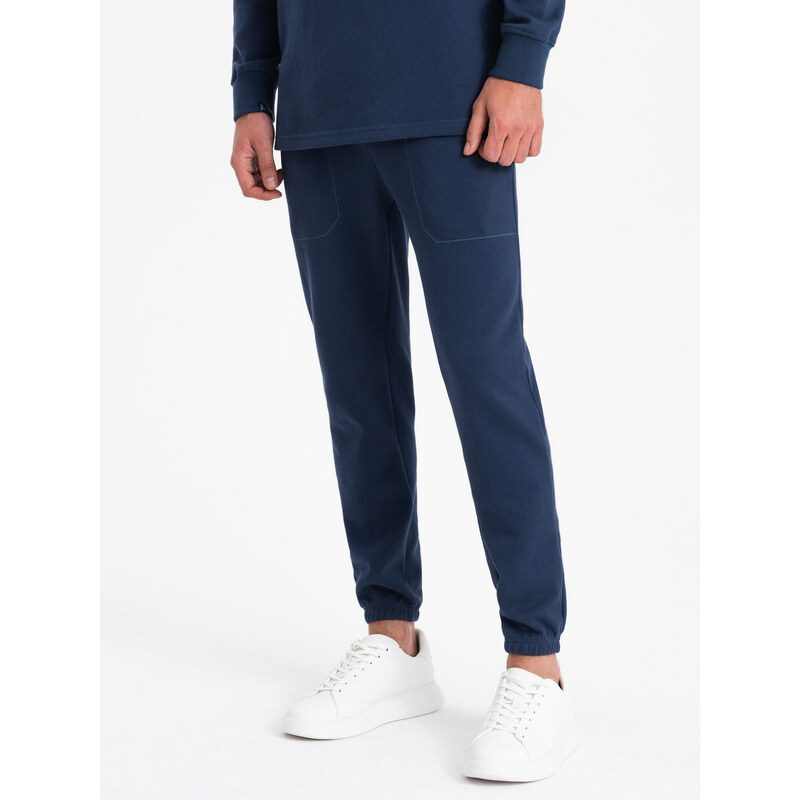 Ombre Men's tracksuit set sweatshirt with polo collar + pants