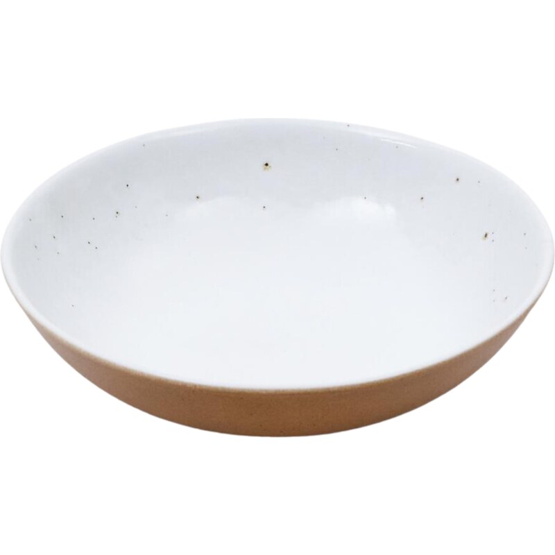 Hnědo-bílý keramický hluboký talíř Kave Home Publia 22,5 cm