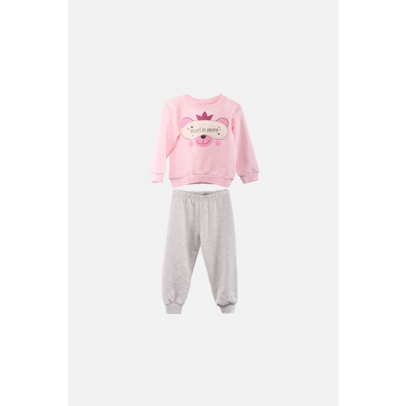 JOYCE Dívčí bavlněné pyžamo "SLEEPING MASK"/Růžová