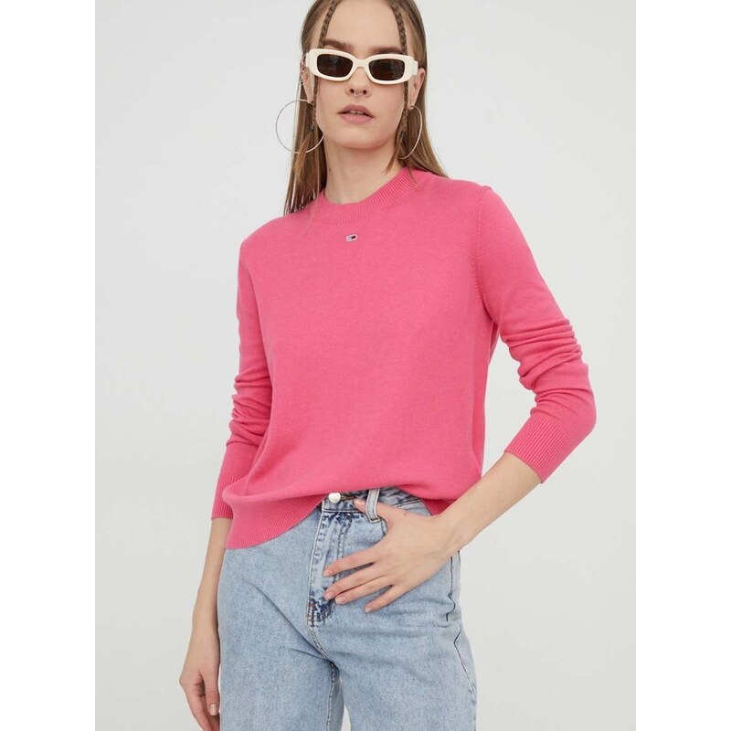 Svetr Tommy Jeans dámský, růžová barva, lehký