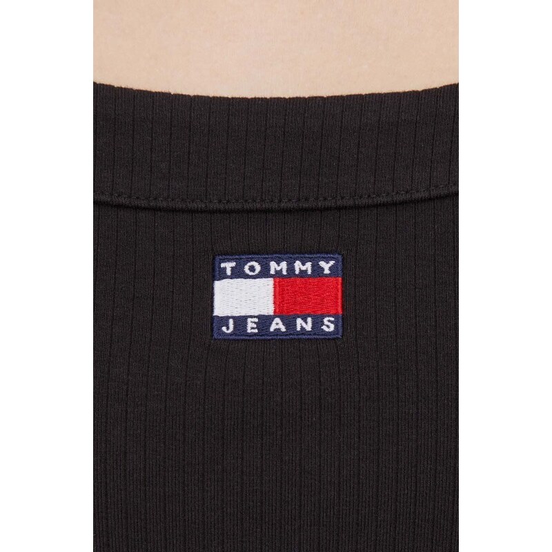 Tričko s dlouhým rukávem Tommy Jeans černá barva
