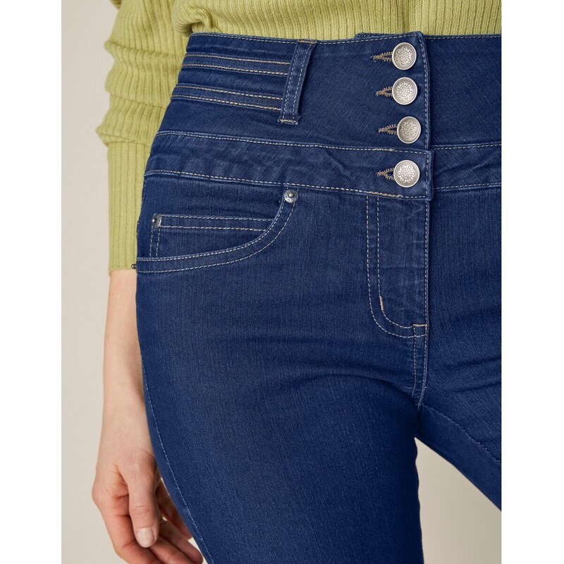 Blancheporte Rovné džíny s vysokým pasem, pro vysokou postavu tmavě modrá 50