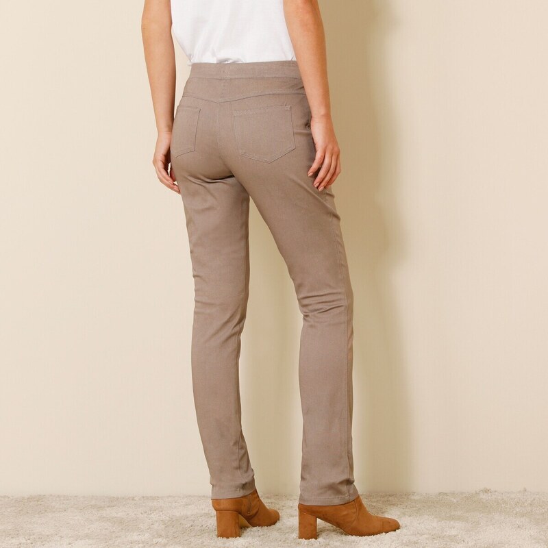 Blancheporte Rovné kalhoty, plátno šedobéžová 44